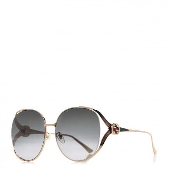 New - GUCCI OVAL SUNGLASSES GG0225S 001 GOLD 63MM 0225 - Picture 5 of 12